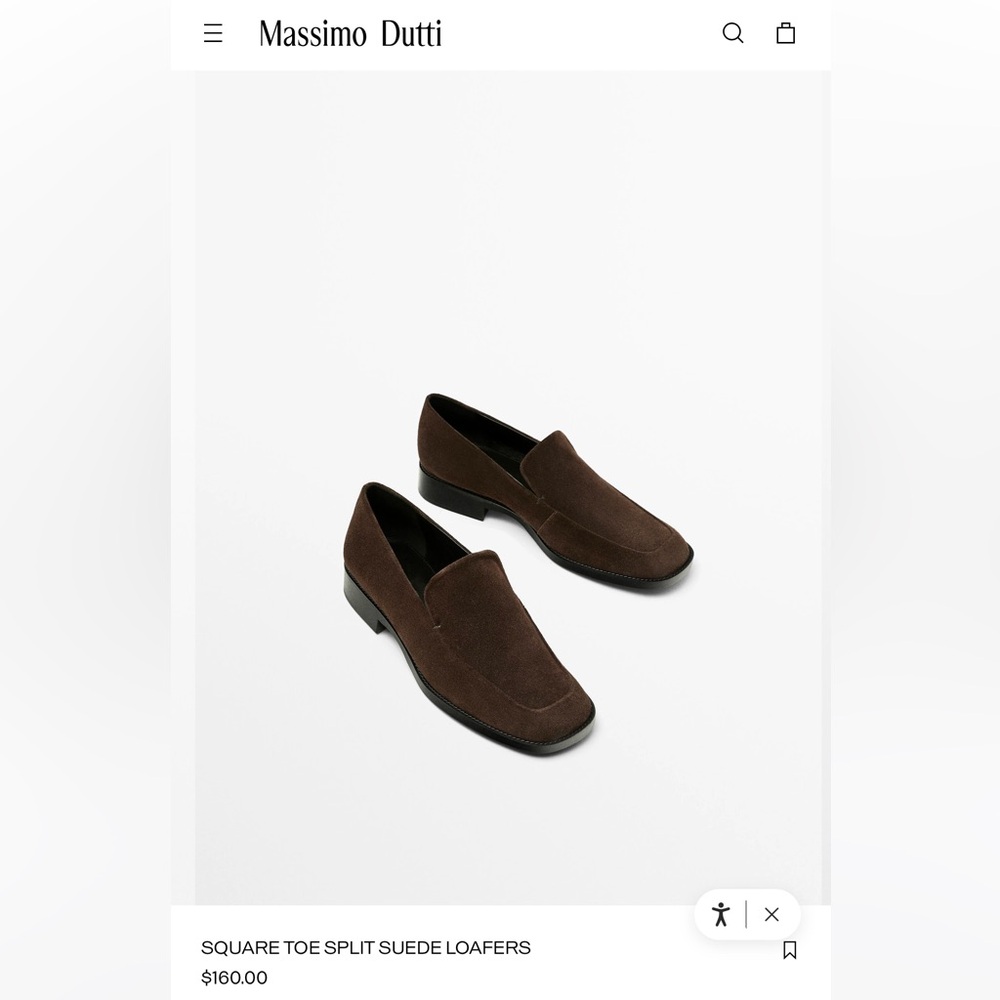 NWT MASSIMO DUTTI
Square toe split suede loafers